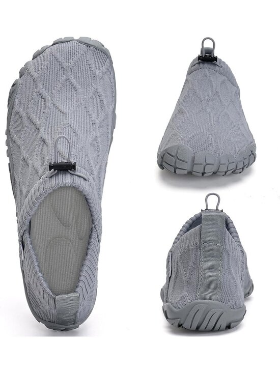 ?Men\'s Grey Knit Pull on Comfortable Elastic Adjustable Non Slip Shoes